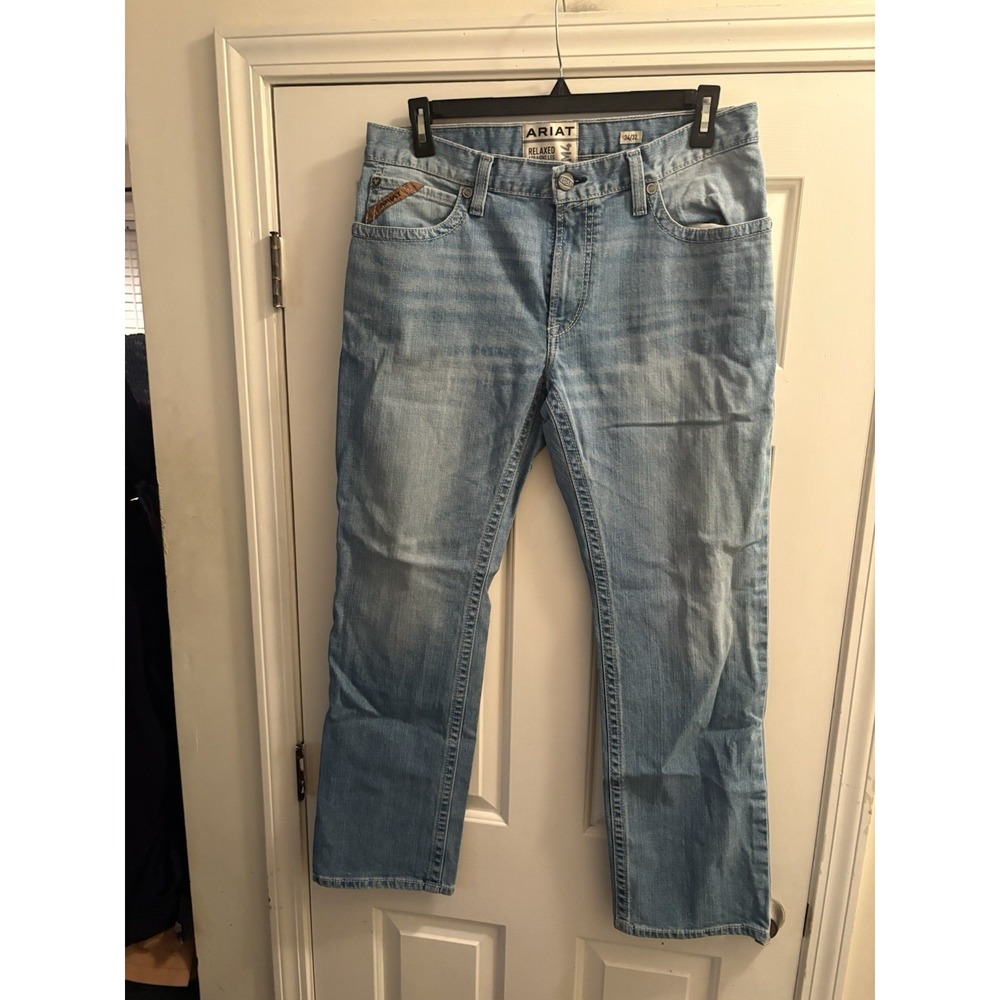 Ariat M4 Jeans Relaxed Straight Men's 34x32 Blue Stockton  Workwear Denim Pants